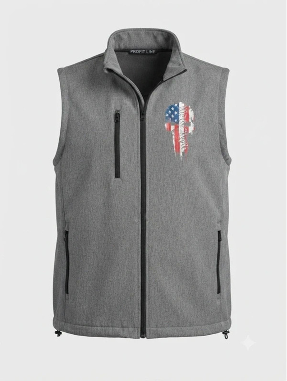 Howitzer Men's Large Grey W/Skull Design Zip Lightly Lined Pockets Vest